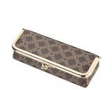 Royal Bagger Women's Eyeglass Case & Coin Purse, RFID Pencil Bag with Kiss Lock, Coated Canvas & Vegetable-Tanned Leather 5135