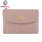Royal Bagger RFID Blocking Women's Short Wallet Genuine Leather Multi-card Slots Card Holder Trifold Purse Magnetic Opening 2063