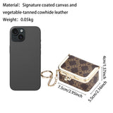 Royal Bagger Women's Mini Jewelry Box & Coin Purse with Removable Chain – Signature Coated Canvas & Vegetable-Tanned Cowhide Leather, Small Kiss Lock Storage Bag 9894