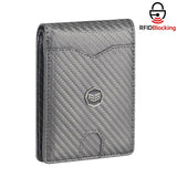 Royal Bagger Men's Genuine Leather Wallet RFID Card Holder Carbon Fiber Wallet Large Capacity Two Fold Wallet 3240