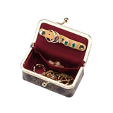 Royal Bagger Women's Jewelry Box – Mini Case for Rings, Necklaces & Earrings, Coated Canvas & Vegetable-Tanned Cowhide Leather with Kiss Lock Coin Purse 5203