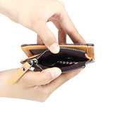 Royal Bagger Signature Coated Canvas & Vegetable-Tanned Cowhide Leather Short Wallet - RFID Blocking, Slim Bifold Coin Purse for Women, Retro & Simple Design 4201