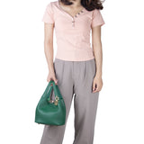 Royal Bagger Vintage Genuine Leather Basket Bag Stylish Versatile Handheld Bucket Bag for Women's Commuting 3260