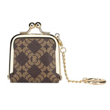 Royal Bagger Mini Retro Jewelry Box for Women, Slim Kiss Lock Purse with Removable Chain, Signature Coated Canvas & Vegetable-Tanned Cowhide Leather 7120