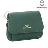 Royal Bagger Multi-card Slots Short Wallet Genuine Leather Credit Card Holder RFID Blocking Coin Purse with Keychain 2443