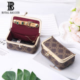 Royal Bagger Women's Jewelry Box – Mini Case for Rings, Necklaces & Earrings, Coated Canvas & Vegetable-Tanned Cowhide Leather with Kiss Lock Coin Purse 5203
