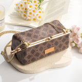 Royal Bagger Women's Chain Handbag, Kiss-Lock Clasp Box Bag & Wallet, Signature Coated Canvas & Vegetable-Tanned Leather 5271