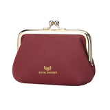 Royal Bagger Kiss Lock RFID Card Holder & Coin Purse for Women – Genuine Cow Leather Mini Wallet with Key Chain, Small Fashion Storage Bag 4243