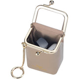 Royal Bagger Mini Chain Cosmetics Case for Women, Genuine Cow Leather Retro Kiss Lock Purse, Small Lipstick Makeup Bag with Mirror 3241