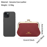 Royal Bagger Kiss Lock RFID Card Holder & Coin Purse for Women – Genuine Cow Leather Mini Wallet with Key Chain, Small Fashion Storage Bag 4243