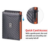 Royal Bagger Men’s Minimalist Pop-Up Metal & Genuine Cow Leather Card Holder Case, RFID Blocking Slim Wallet with Magnetic Closure, Lightweight Carbon Fiber Travel Wallet 5246