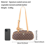 Royal Bagger Coated Canvas & Vegetable-Tanned Leather Shoulder Bag for Women – Retro Cylinder Purse, Adjustable Strap 5249