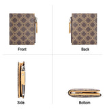 Royal Bagger Signature Coated Canvas & Vegetable-Tanned Cowhide Leather Short Wallet - RFID Blocking, Slim Bifold Coin Purse for Women, Retro & Simple Design 4201