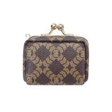 Royal Bagger Women's Mini Jewelry Box & Coin Purse with Removable Chain – Signature Coated Canvas & Vegetable-Tanned Cowhide Leather, Small Kiss Lock Storage Bag 9894