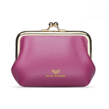 Royal Bagger Retro Kiss Lock RFID Card Holder Coin Purse for Women Genuine Cow Leather Small Lipstick Bag Fashion Mini Key Chain Wallet 3243