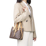 Royal Bagger Retro Signature Canvas & Leather Bucket Bag, Convertible Tote & Basket Handbag for Women 5262