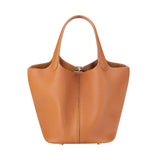 Royal Bagger Vintage Genuine Leather Basket Bag Stylish Versatile Handheld Bucket Bag for Women's Commuting 3260