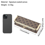 Royal Bagger Women's Eyeglass Case & Coin Purse, RFID Pencil Bag with Kiss Lock, Coated Canvas & Vegetable-Tanned Leather 5135