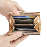 Royal Bagger Women’s RFID Credit Card Holder Wallet – Vintage Coin Purse with Signature Coated Canvas & Vegetable-Tanned Cowhide Leather, Kiss Lock Short Wallet 5242