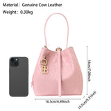 Royal Bagger Fashion Retro Bucket Bag for Women, Genuine Cowhide Leather Handbag, Elegant Shoulder Crossbody Purse 3266