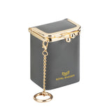 Royal Bagger Mini Chain Cosmetics Case for Women, Genuine Cow Leather Retro Kiss Lock Purse, Small Lipstick Makeup Bag with Mirror 3241