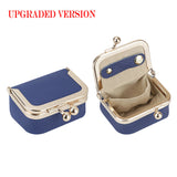 Royal Bagger Genuine Leather Mini Coin Purse, Solid Color Kiss Lock Change Pouch, Casual Style Small Storage Bag for Women 1894