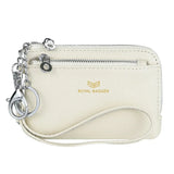 Royal Bagger RFID Coin Purse with Keychain, Genuine Leather Multi Zipper Clutch Wallet, Portable Wristlet Card Holder 1903-1