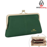 Royal Bagger RFID Kiss Lock Wallet, Genuine Leather Clutch Purse for Women with Solid Color Lining & Multi-Card Slots 3468