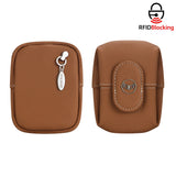 Royal Bagger RFID Mini Genuine Leather Women's Coin Purse - Solid Color Buckle Pouch for Keys, Earphones & Daily Essentials 3603