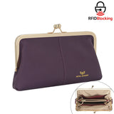 Royal Bagger RFID Kiss Lock Wallet, Genuine Leather Clutch Purse for Women with Solid Color Lining & Multi-Card Slots 3468