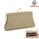 Royal Bagger RFID Kiss Lock Wallet, Genuine Leather Clutch Purse for Women with Solid Color Lining & Multi-Card Slots 3468