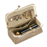 Royal Bagger Genuine Leather Jewelry Box, Mini Organizer for Rings, Necklaces & Earrings, Women's Kiss Lock Coin Purse 3125