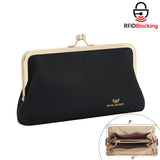Royal Bagger RFID Kiss Lock Wallet, Genuine Leather Clutch Purse for Women with Solid Color Lining & Multi-Card Slots 3468