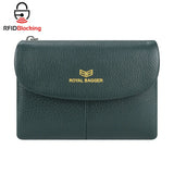 Royal Bagger RFID Blocking Women's Short Wallet Genuine Leather Multi-card Slots Card Holder Trifold Purse Magnetic Opening 2063