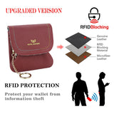Royal Bagger Kiss Lock Coin Purse for Women RFID Simple Card Holder with Removable Keychain Genuine Leather Storage Bag 2622