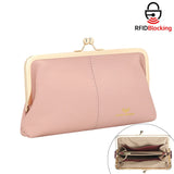 Royal Bagger RFID Kiss Lock Wallet, Genuine Leather Clutch Purse for Women with Solid Color Lining & Multi-Card Slots 3468