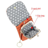 Royal Bagger Kiss Lock Coin Purse for Women RFID Simple Card Holder with Removable Keychain Genuine Leather Storage Bag 2622