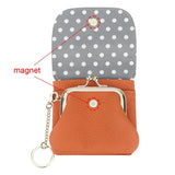 Royal Bagger Kiss Lock Coin Purse for Women RFID Simple Card Holder with Removable Keychain Genuine Leather Storage Bag 2622