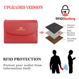 Royal Bagger RFID Blocking Women's Short Wallet Genuine Leather Multi-card Slots Card Holder Trifold Purse Magnetic Opening 2063