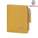 Royal Bagger RFID Blocking Genuine Leather Short Wallet for Women - Slim Bifold Coin Purse, Fashionable & Simple Design 3201