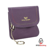 Royal Bagger Kiss Lock Coin Purse for Women RFID Simple Card Holder with Removable Keychain Genuine Leather Storage Bag 2622