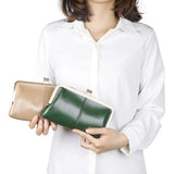 Royal Bagger RFID Genuine Leather Wallet for Women, Kiss Lock Clutch with Multi-Card Slots, Vintage Card Holder Purse 2468