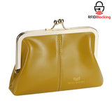 Royal Bagger Fashionable Genuine Leather RFID Blocking Women's Wallet with Kiss Lock, Card Slots and Zipper Coin Pocket 4120