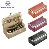 Royal Bagger Genuine Leather Jewelry Box, Mini Organizer for Rings, Necklaces & Earrings, Women's Kiss Lock Coin Purse 3125