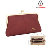 Royal Bagger RFID Kiss Lock Wallet, Genuine Leather Clutch Purse for Women with Solid Color Lining & Multi-Card Slots 3468