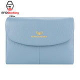 Royal Bagger RFID Blocking Women's Short Wallet Genuine Leather Multi-card Slots Card Holder Trifold Purse Magnetic Opening 2063