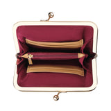 Royal Bagger Women's RFID Card Holder, Kiss Lock Coin Purse, Short Wallet, Signature Coated Canvas & Vegetable-Tanned Cowhide Leather 5120