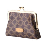 Royal Bagger Women's RFID Card Holder, Kiss Lock Coin Purse, Short Wallet, Signature Coated Canvas & Vegetable-Tanned Cowhide Leather 5120