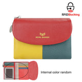 Royal Bagger RFID Blocking Women's Short Wallet Genuine Leather Multi-card Slots Card Holder Trifold Purse Magnetic Opening 2063