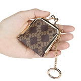 Royal Bagger Mini Retro Jewelry Box for Women, Slim Kiss Lock Purse with Removable Chain, Signature Coated Canvas & Vegetable-Tanned Cowhide Leather 7120